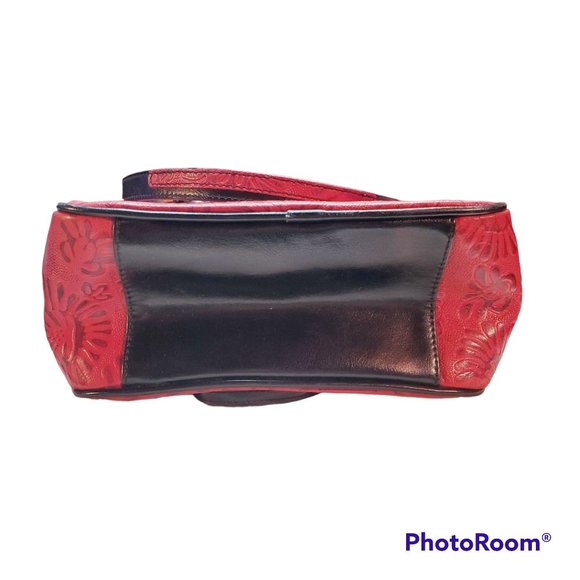Vtg M.C. Marc Chantal Embossed Red Leather Western Style Shoulder Bag - Picture 4 of 7